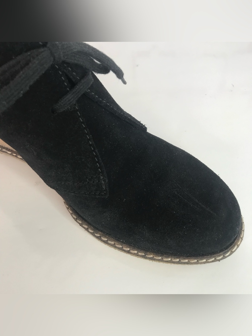 J CREW MacAlister Black Suede Rubber Wedge Ankle Boots Booties Size 8 - Picture 14 of 16